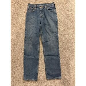 Carhartt Jeans Mens 30X34 Blue Relaxed Fit Dark Wash Denim Workwear